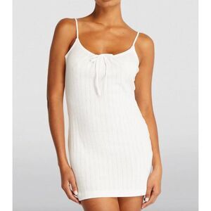 LESET Pointelle Tank‎ Mini Dress White XS